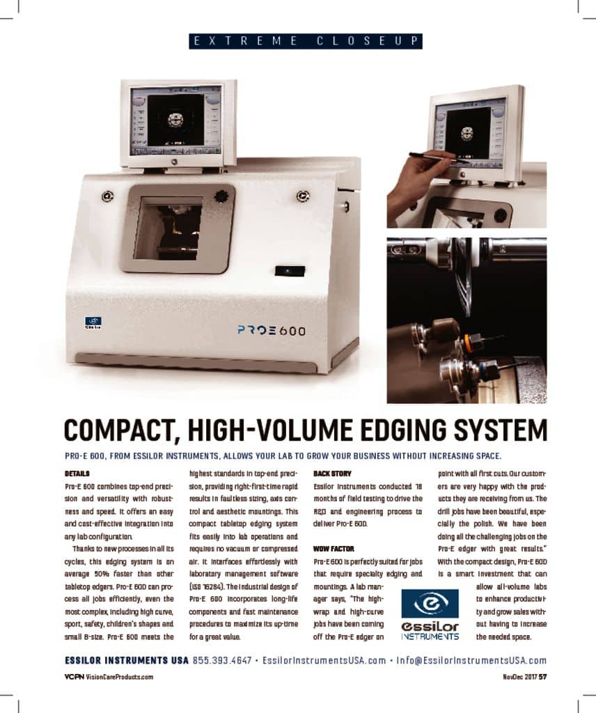 PRO-E 600 Edging System - Essilor Instruments USA